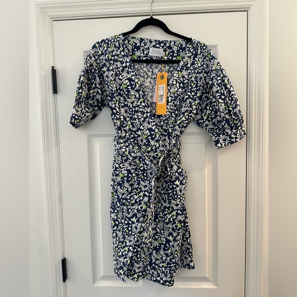 NWT Tanya Taylor Coral Floral Linen Blend Mini Dress Women’s Size 8 - Picture 3 of 7